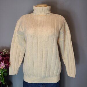 VTG Express Tricot Cable Knit‎ Sweater Women Medium Lambs Wool 90s Y2K Old Money